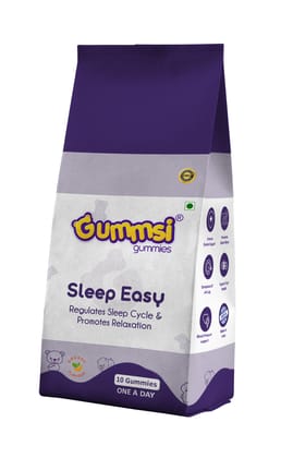 Gummsi Sleep Easy Gummies for Sleep With Muscle Recovery & Nerve Relaxation | Orange Flavor | 10 Gummies