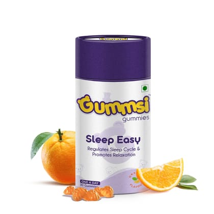 Gummsi Sleep Easy Gummies for Sleep With Muscle Recovery & Nerve Relaxation | Orange Flavor | 30 Gummies