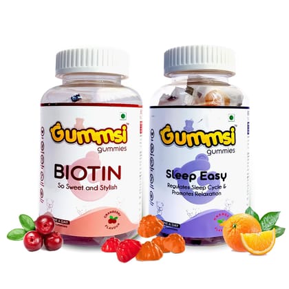 Gummsi Gummies Biotin and Sleep Easy Gummies | 30 Gummies Each (Pack of 2)