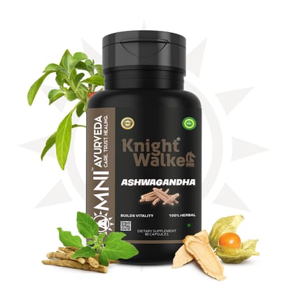 Knight Walker Ashwagandha Capsules | Support Strength & Energy | Withania Somnifera | Rejuvenates Mind & Body | Immunity Booster | Stress Relief | Testo Booster - 60 Capsules