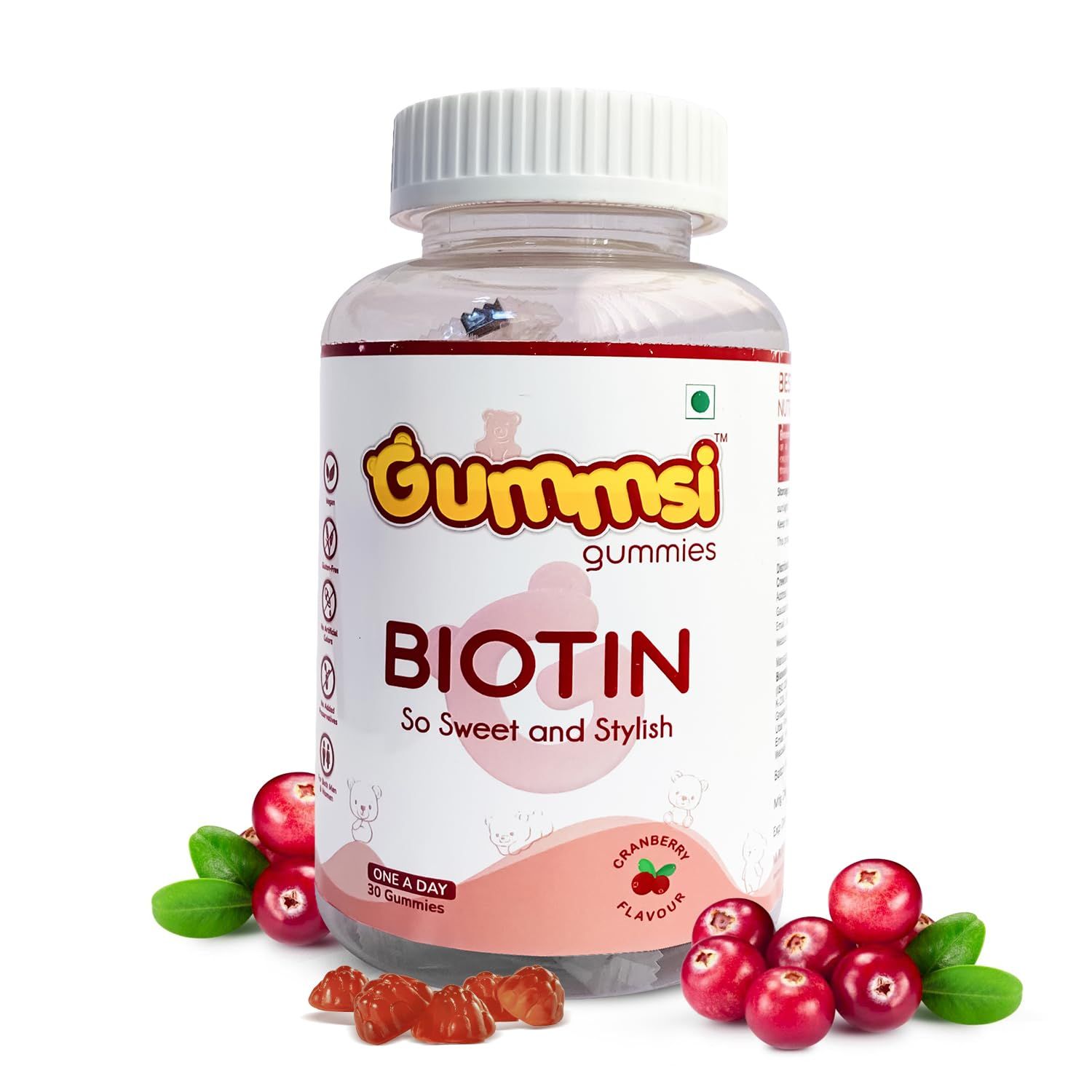 Gummsi Biotin Hair Gummies for Stronger, Shinier Hair & Nails | 30 Gummies