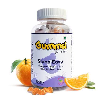 Gummsi Sleep Easy Gummies for Sleep With Muscle Recovery & Nerve Relaxation | Orange Flavor | 30 Gummies
