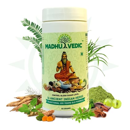 Omni Ayurveda MADHUVEDIC For Men & Women | Made with 11 Ancient Indian Natural Herbs Powder | Bottle Of 60 Grams