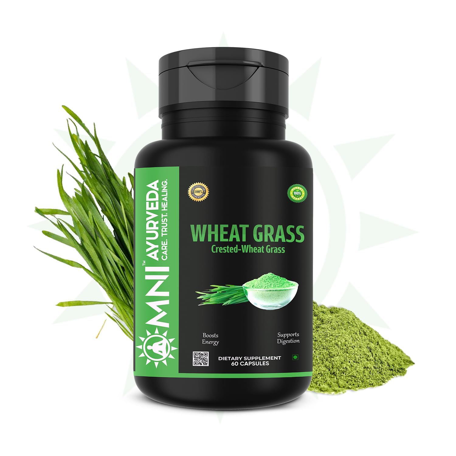 Omni Ayurveda Wheatgrass Extract Capsules For Effective Weight Management | 60 Capsules