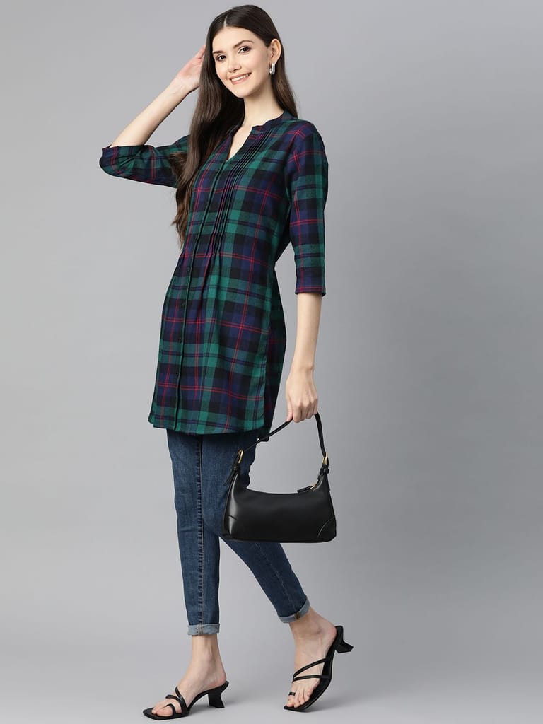 One femme Women's Plaid Check Print Tunic