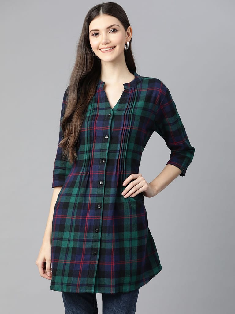 One femme Women's Plaid Check Print Tunic