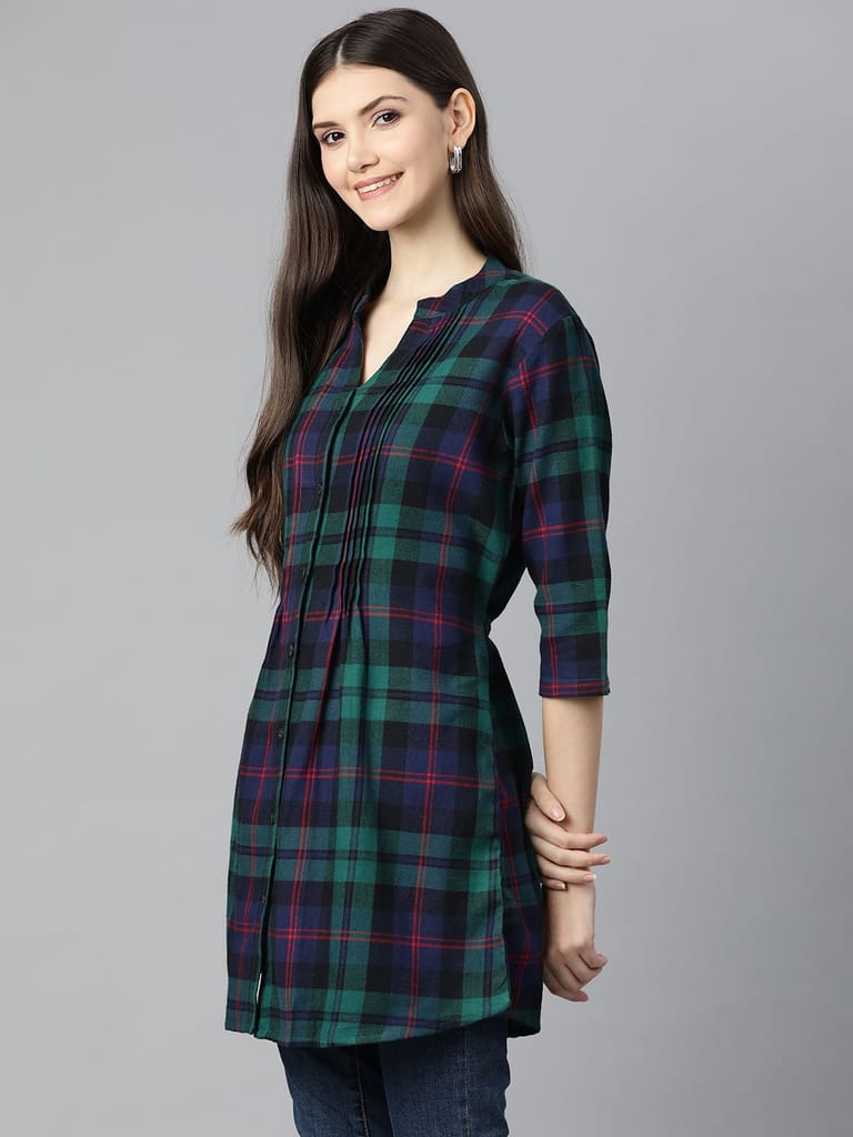 One femme Women's Plaid Check Print Tunic