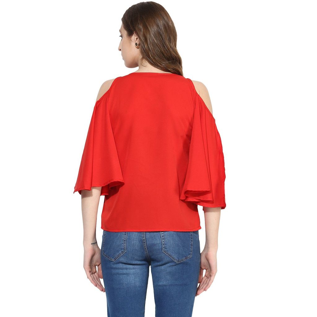 One femme Women's Solid Cold Shoulder Top