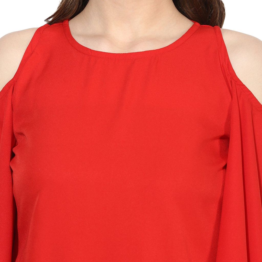 One femme Women's Solid Cold Shoulder Top
