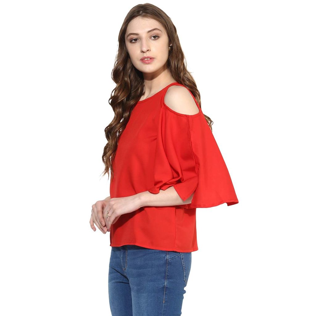 One femme Women's Solid Cold Shoulder Top
