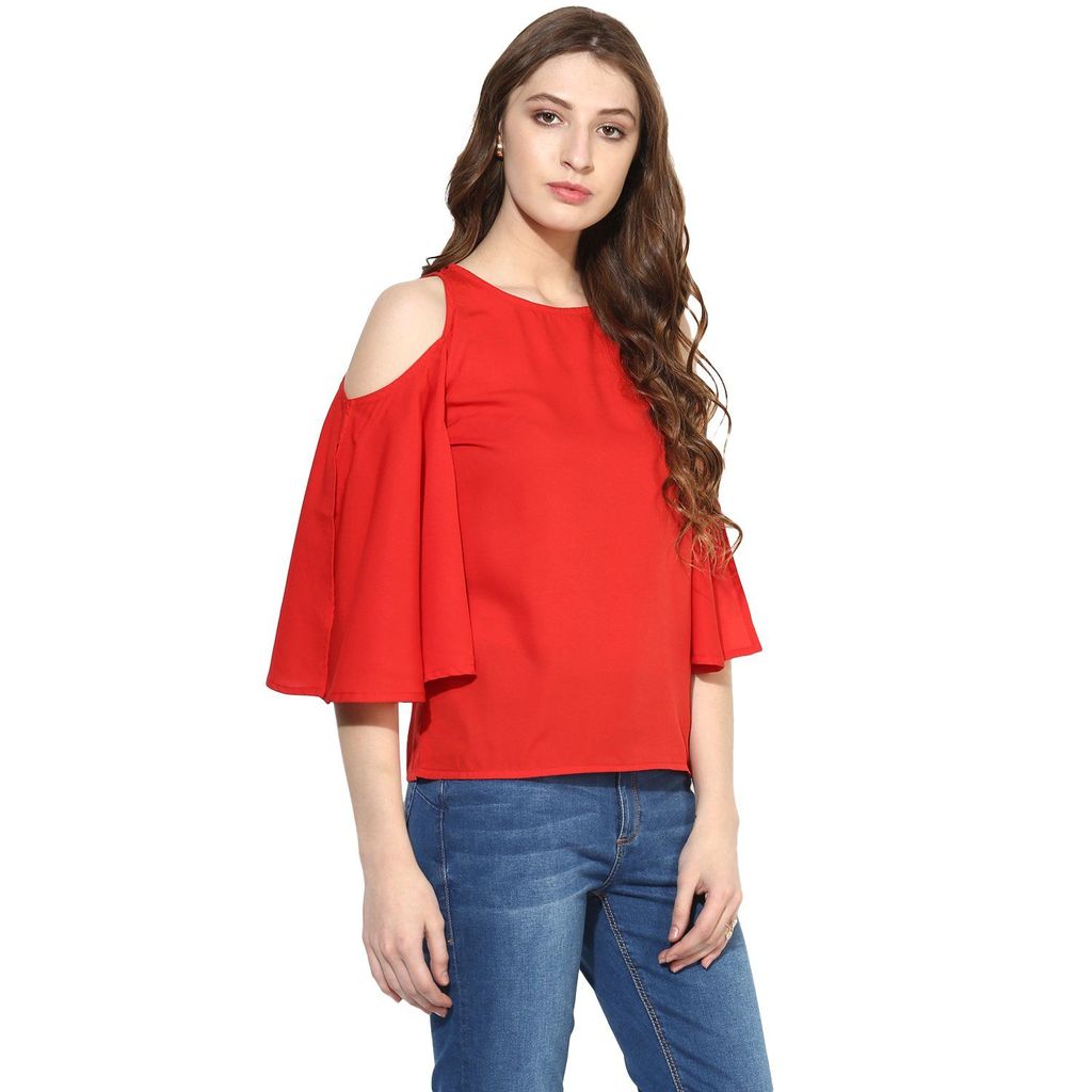 One femme Women's Solid Cold Shoulder Top