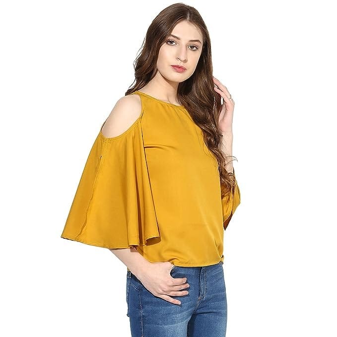 One femme Women's Solid Cold Shoulder Top