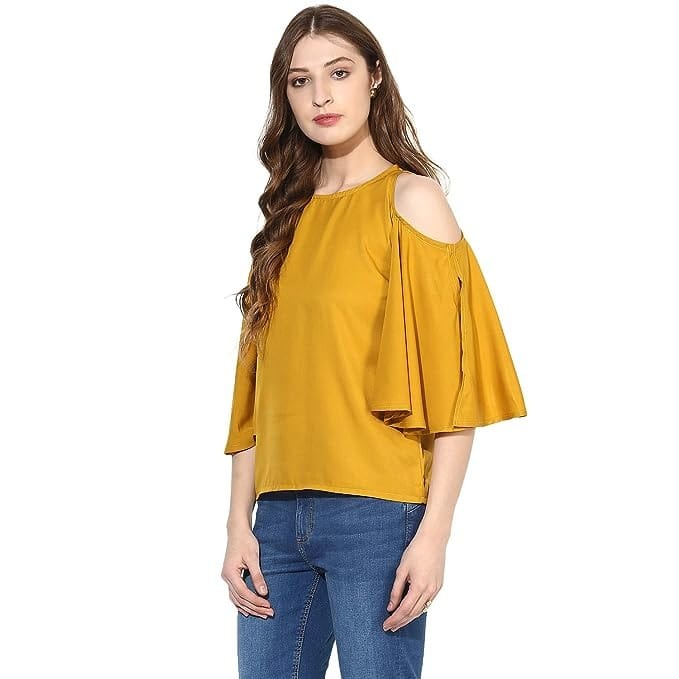 One femme Women's Solid Cold Shoulder Top