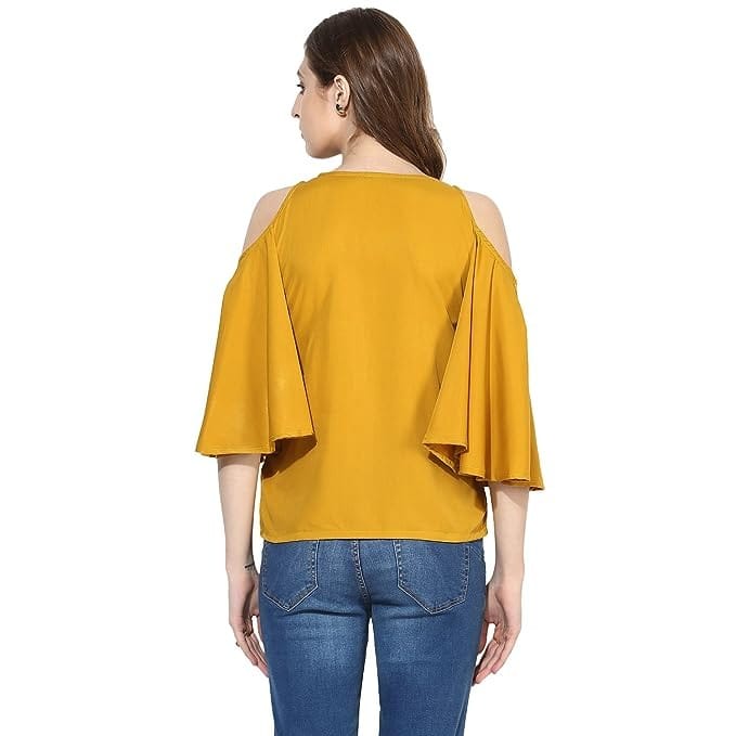 One femme Women's Solid Cold Shoulder Top