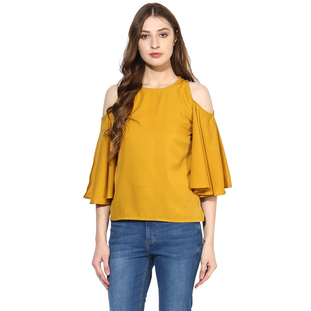 One femme Women's Solid Cold Shoulder Top