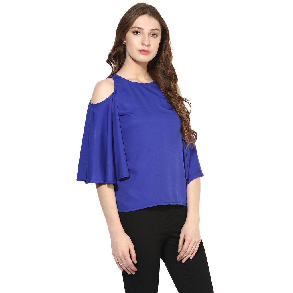One femme Women's Solid Cold Shoulder Top