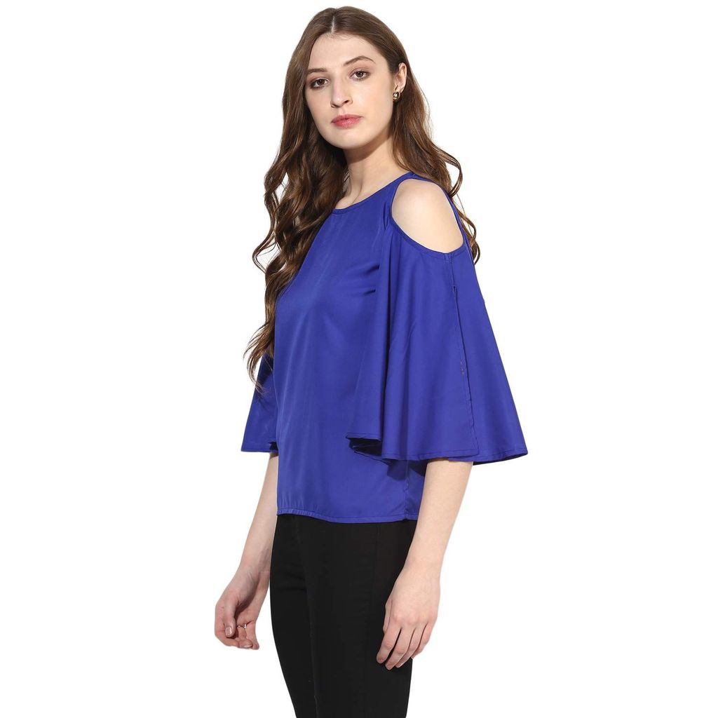 One femme Women's Solid Cold Shoulder Top