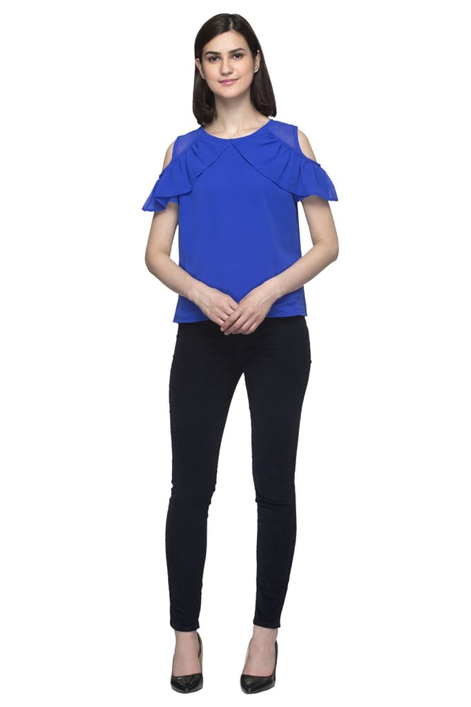 One femme Women's Cold Shoulder Party Solid Color Top