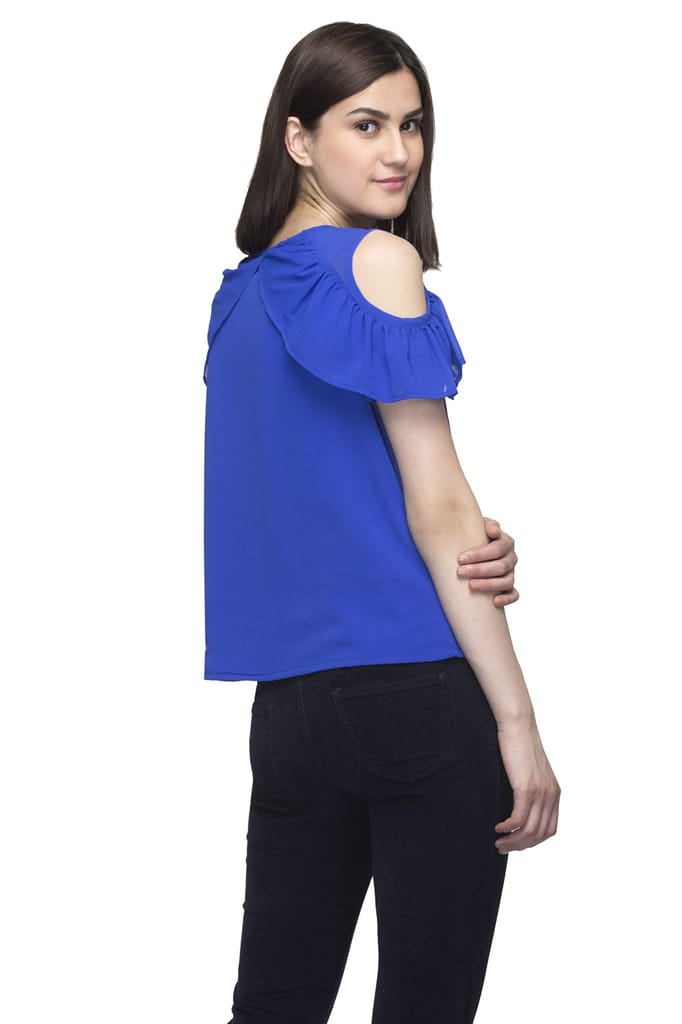 One femme Women's Cold Shoulder Party Solid Color Top