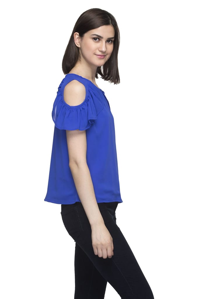 One femme Women's Cold Shoulder Party Solid Color Top