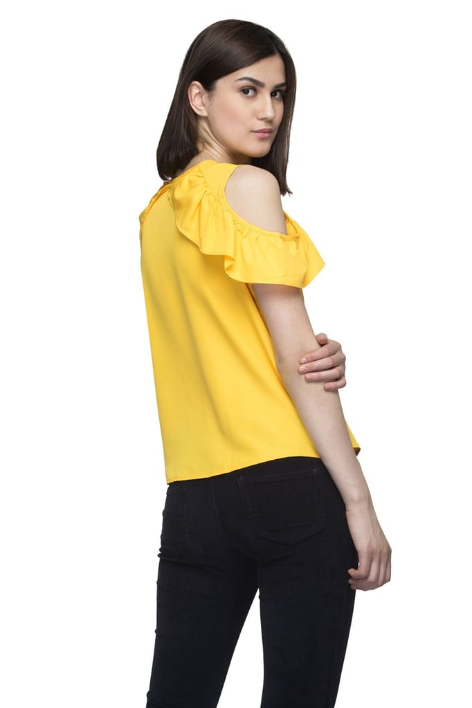 One femme Women's Cold Shoulder Party Solid Color Top