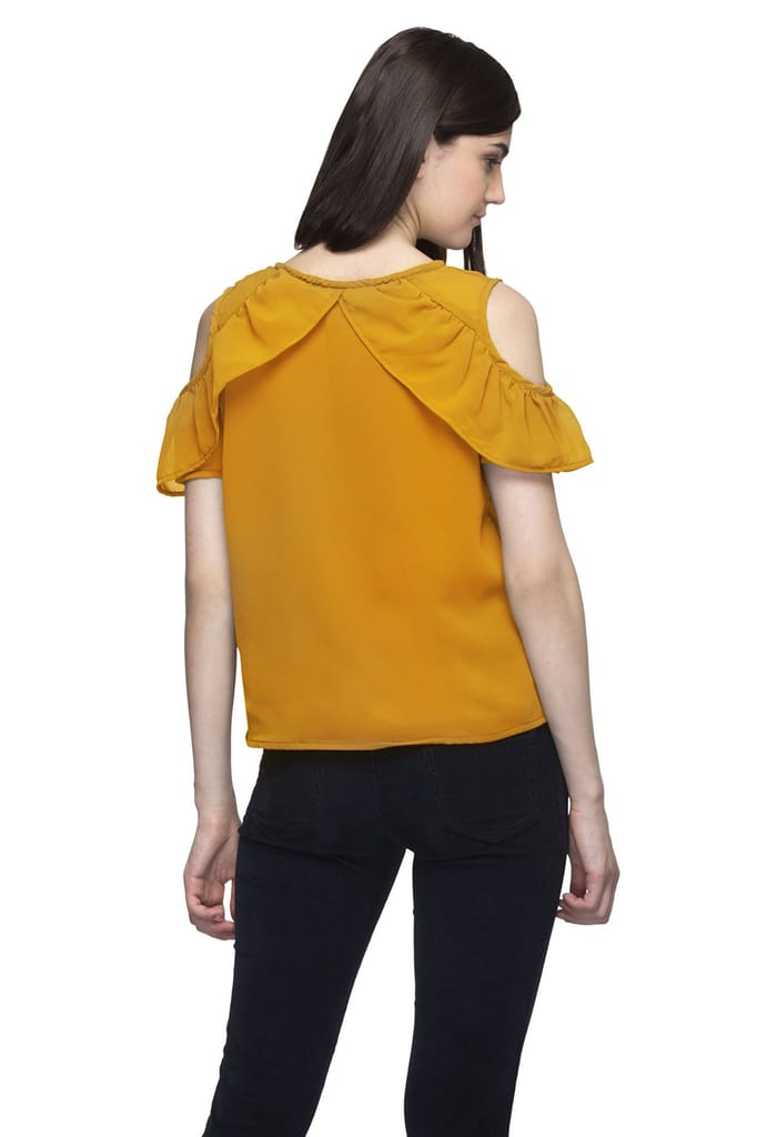 One femme Women's Cold Shoulder Party Solid Color Top