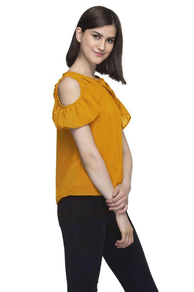 One femme Women's Cold Shoulder Party Solid Color Top