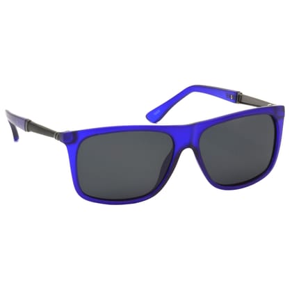 Hrinkar Grey Rectangular Sunglasses Styles Blue Frame Polarized Glasses for Men & Women - HRS499-BU-BK-P