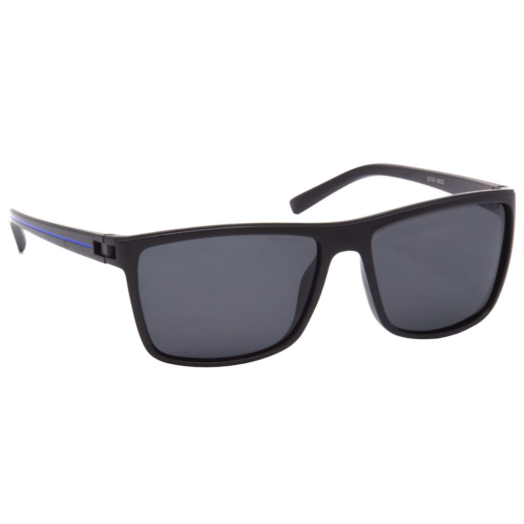 Hrinkar Black Rectangular Cooling Glass Blue Frame Best Polarized Sunglasses for Men & Women - HRS507-BK-bu-BK-P - Sunglasses | Buy online on ZillyBuy