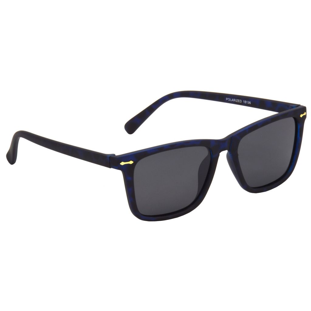 Hrinkar Grey Rectangular Cooling Glass Blue Frame Best Polarized Sunglasses for Men & Women - HRS512-TBU-BK - Sunglasses | Buy online on ZillyBuy