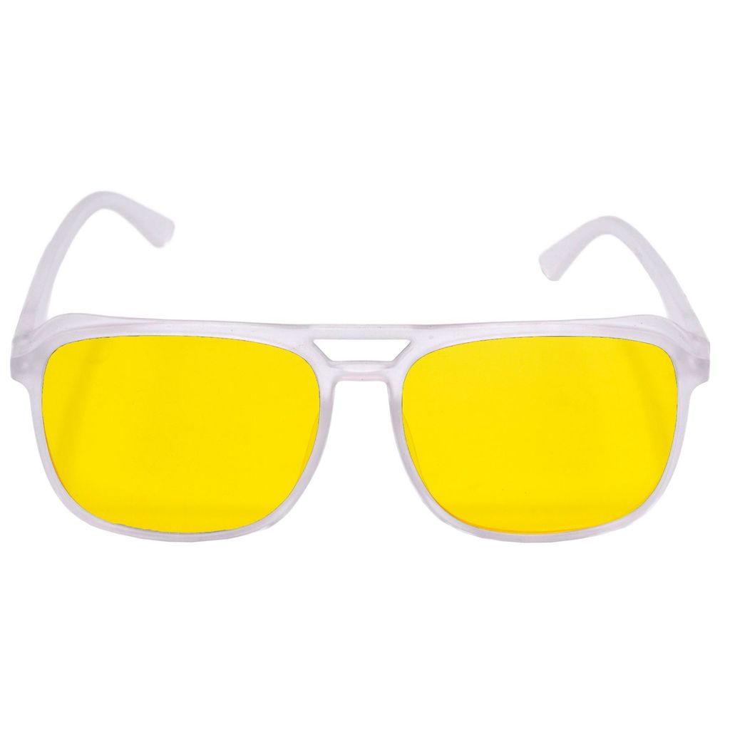 Hrinkar Yellow Retro Square Stylish Goggles White Frame Sunglasses for Men & Women - HRS543-YLW