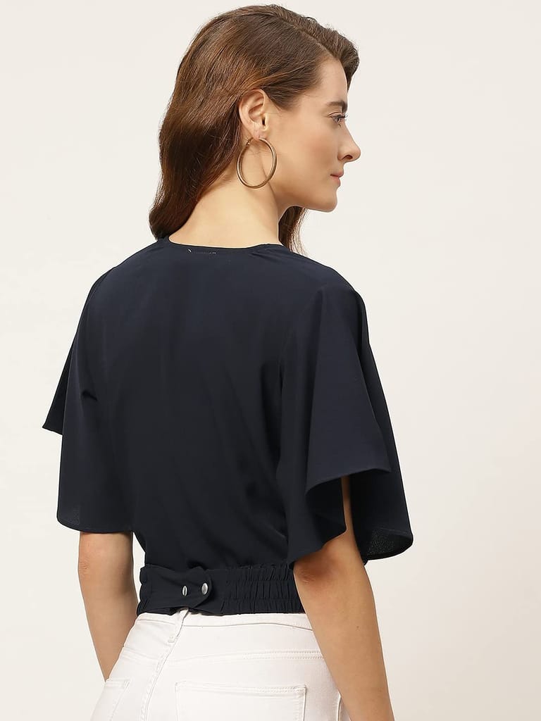 One femme Women Solid Flared Sleeves Top