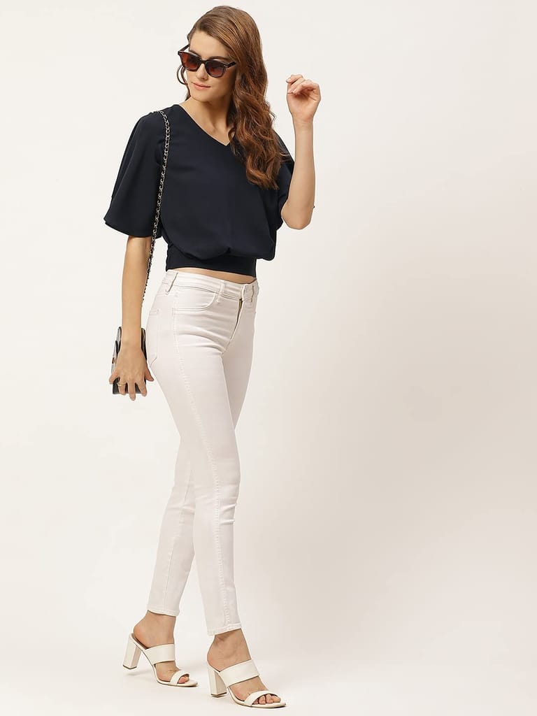One femme Women Solid Flared Sleeves Top