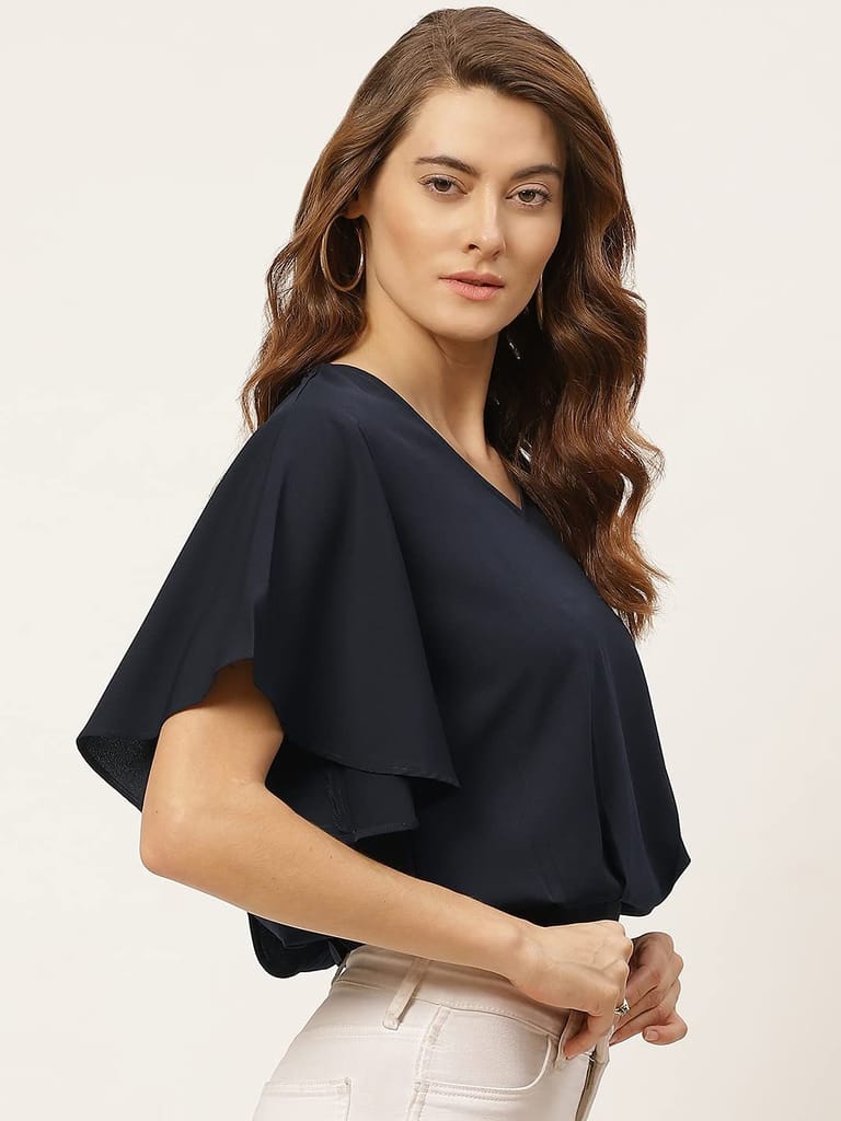 One femme Women Solid Flared Sleeves Top