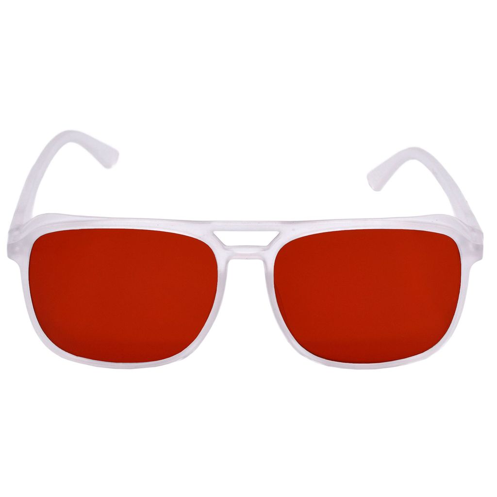 Hrinkar Red Retro Square Sunglasses Brands White Frame Goggles for Men & Women - HRS543-RD