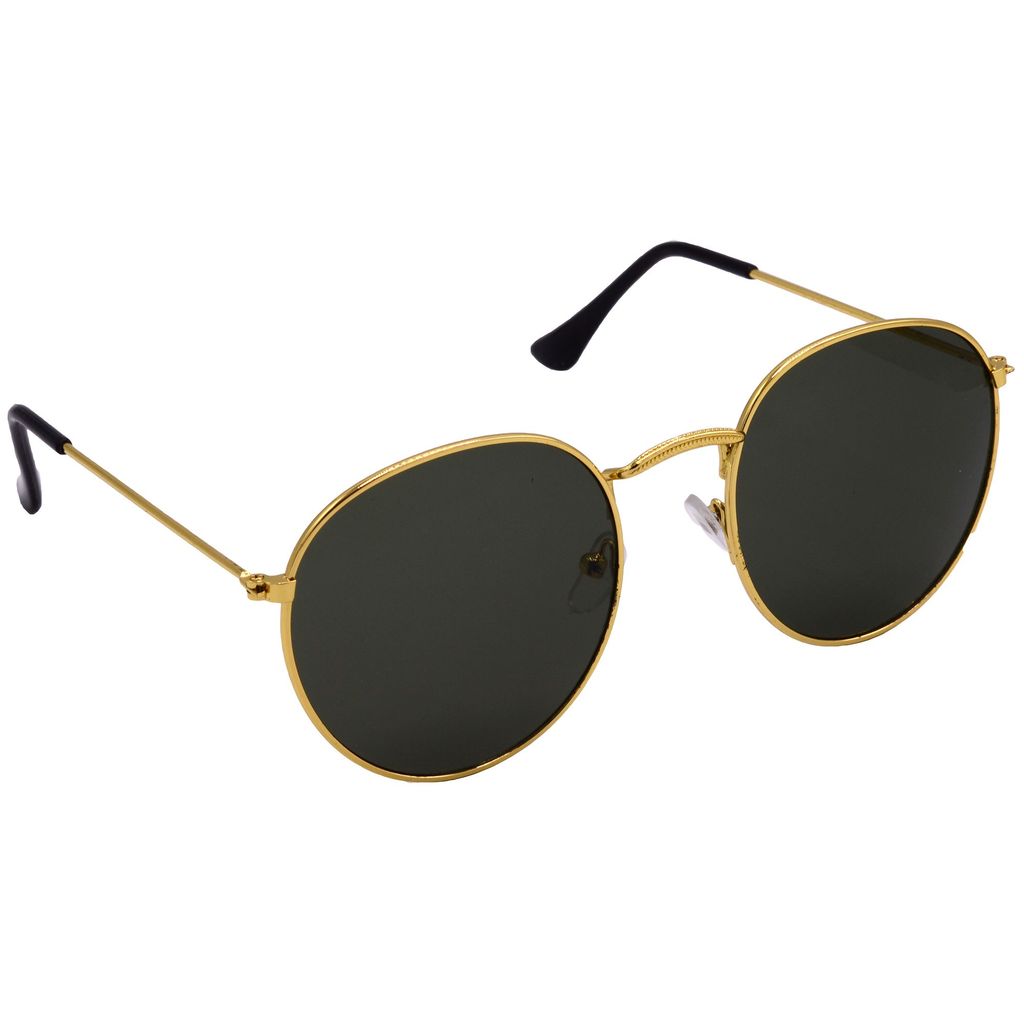 Hrinkar Green Round Cooling Glass Golden Frame Best Sunglasses for Men & Women - HRS554-GLD-GRN - Sunglasses | Buy online on ZillyBuy
