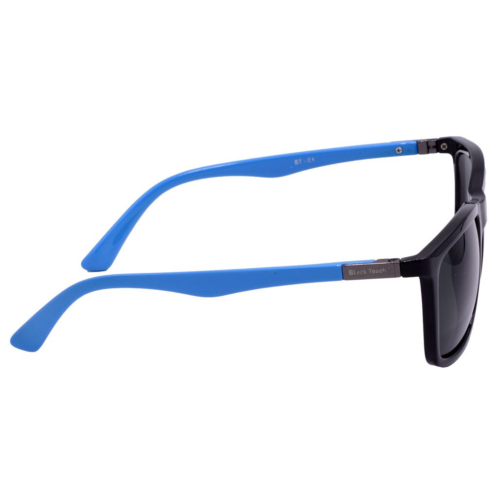 Hrinkar Grey Rectangular Stylish Goggles Black, Sky Blue Frame Sunglasses for Men & Women - HRS-BT-01-BK-LBU-BK