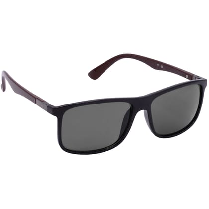 Hrinkar Grey Rectangular Cooling Glass Black, Brown Frame Best Sunglasses for Men & Women - HRS-BT-02-BK-BWN-BK