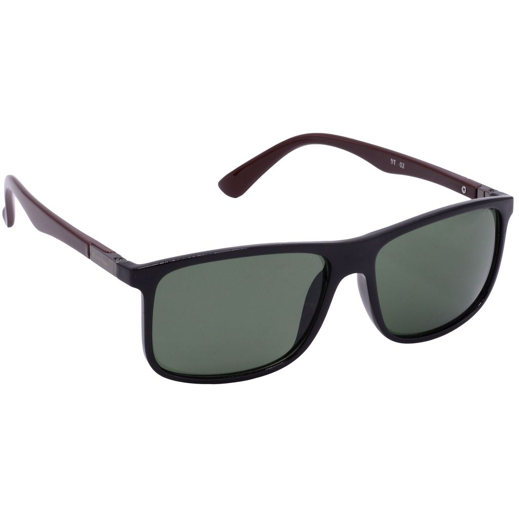 Hrinkar Green Rectangular Sunglasses Brands Black, Brown Frame Goggles for Men & Women - HRS-BT-02-BK-BWN-GRN - Sunglasses | Buy online on ZillyBuy