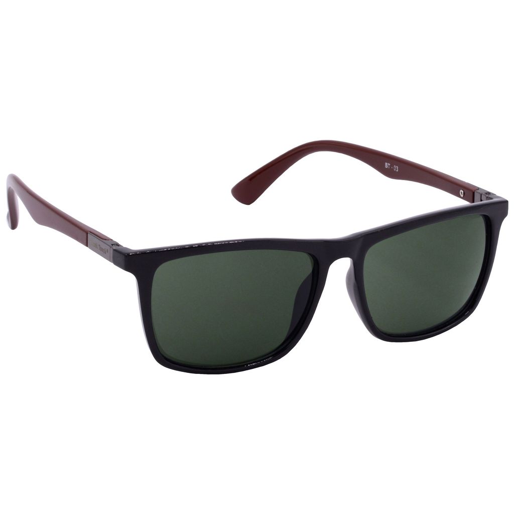 Hrinkar Green Rectangular Sunglasses Brands Black, Brown Frame Goggles for Men & Women - HRS-BT-03-BK-BWN-GRN - Sunglasses | Buy online on ZillyBuy
