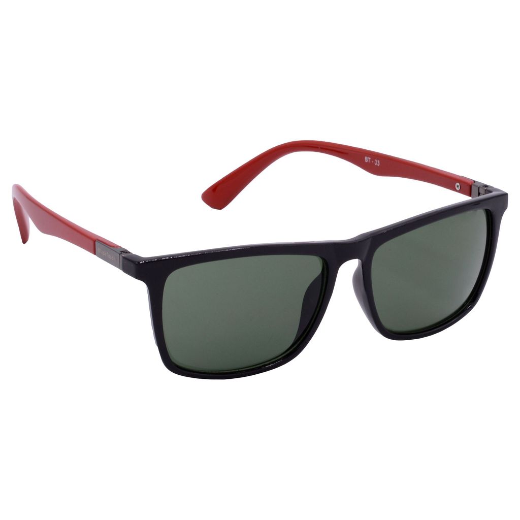 Hrinkar Green Rectangular Cooling Glass Black, Red Frame Best Sunglasses for Men & Women - HRS-BT-03-BK-RD-GRN - Sunglasses | Buy online on ZillyBuy