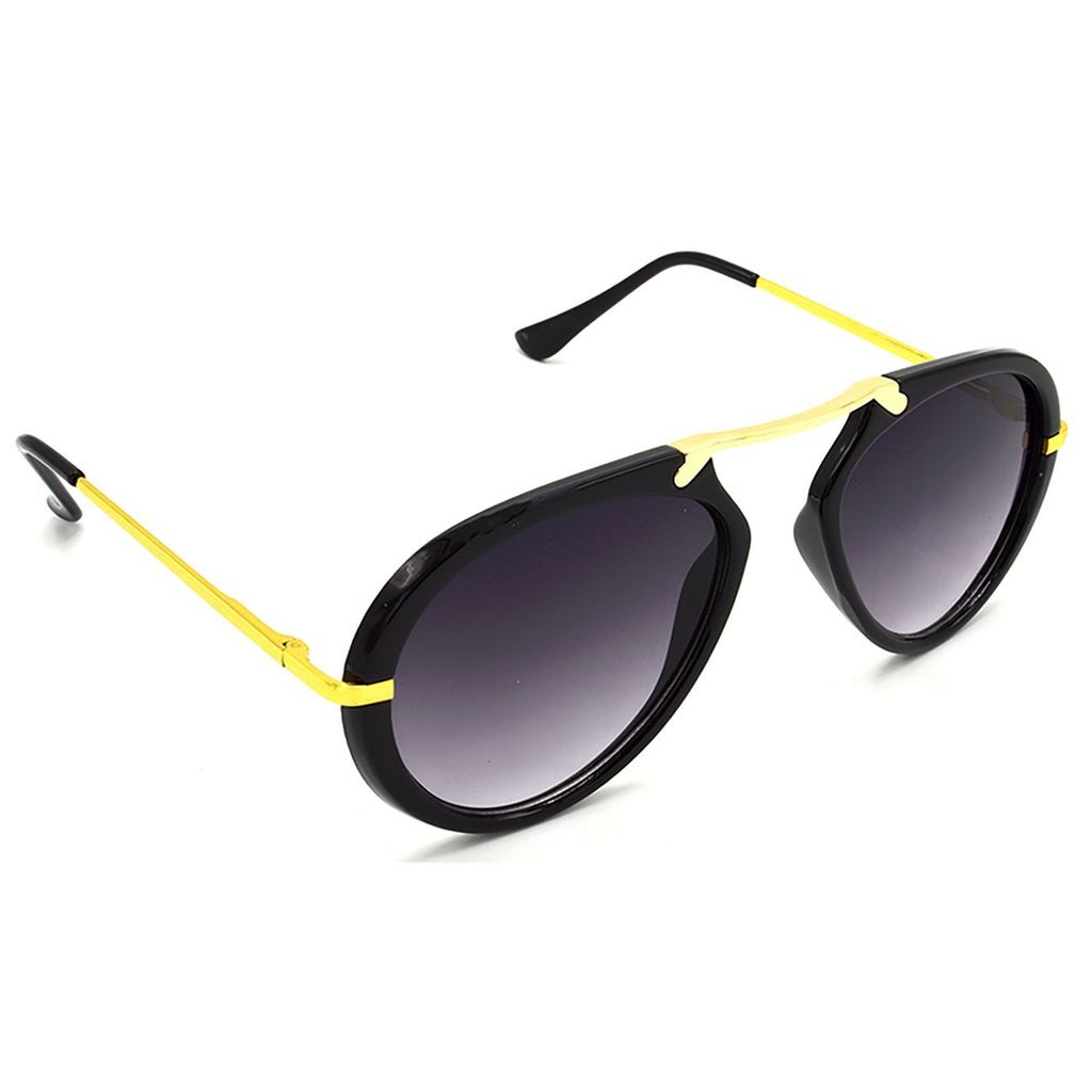 Hrinkar Grey Wrap-around Sunglasses Brands Golden Frame Goggles for Men & Women - HRS427-BK-GRY - Sunglasses | Buy online on ZillyBuy