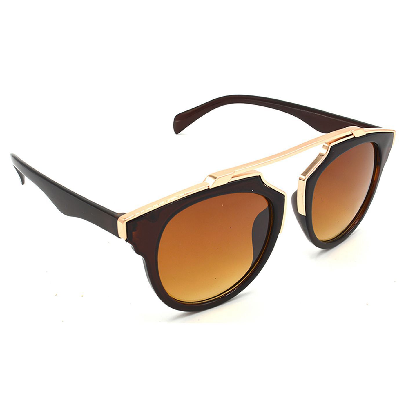 Hrinkar Brown Wrap-around Sunglasses Styles Golden Frame Glasses for Men & Women - HRS428-BWN-BWN