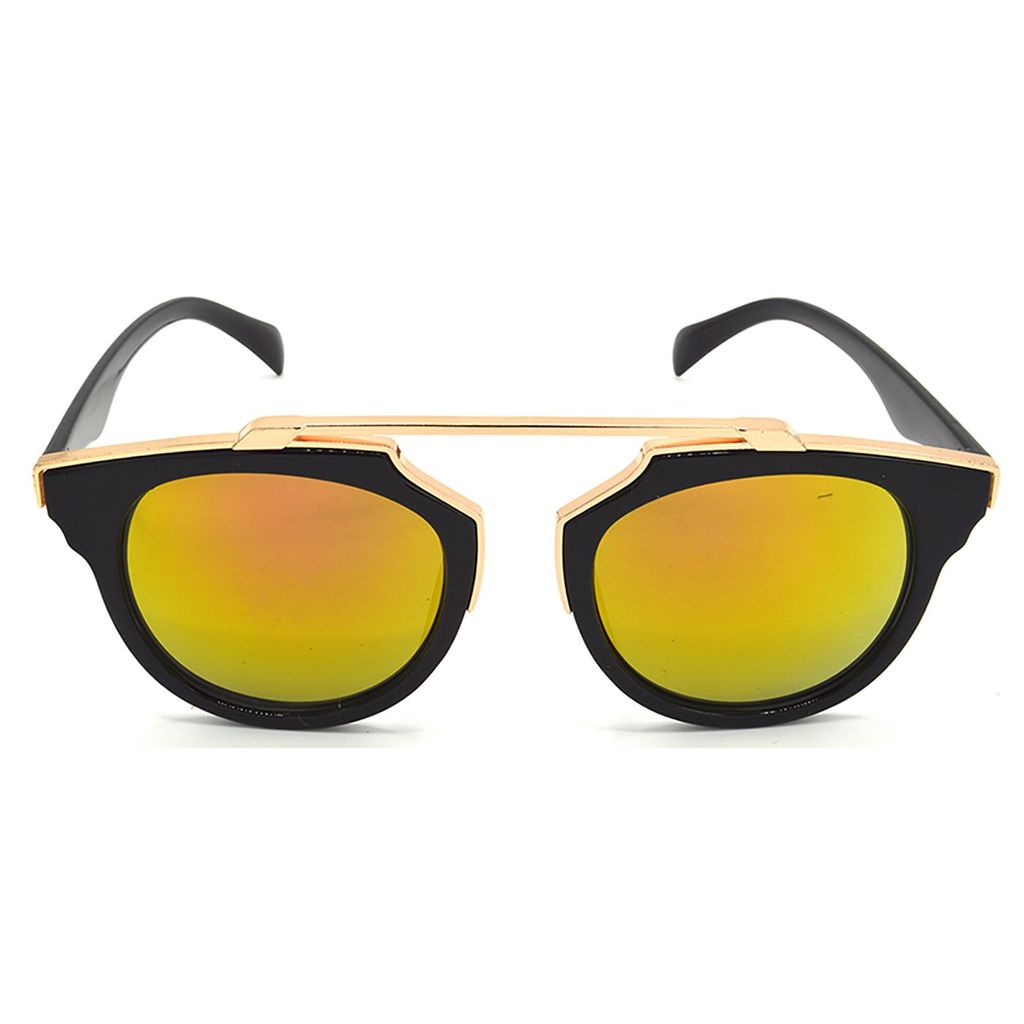 Hrinkar Golden Wrap-around Stylish Goggles Golden Frame Sunglasses for Men & Women - HRS428-BK-GLD