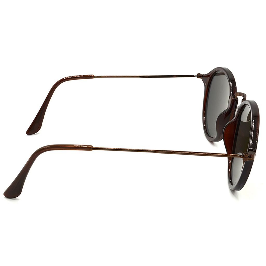 Hrinkar Golden Round Sunglasses Brands Brown Frame Goggles for Men & Women - HRS429-BWN-GLD