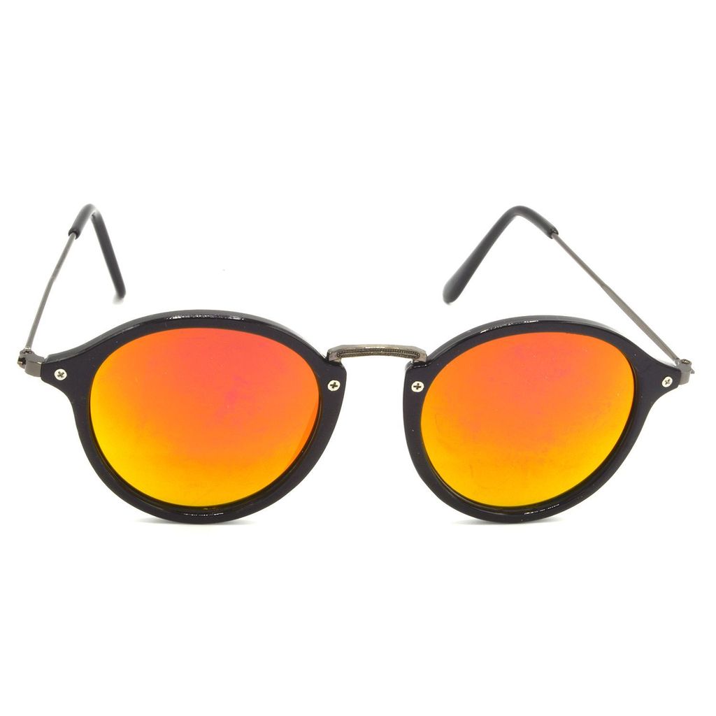 Hrinkar Pink Round Cooling Glass Grey Frame Best Sunglasses for Men & Women - HRS429-BK-GRY-GLD