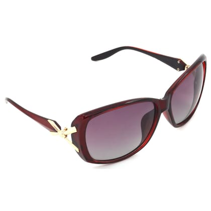 Hrinkar Pink Rectangular Stylish Goggles Red Frame Polarized Sunglasses for Women - HRS436-RD-RD