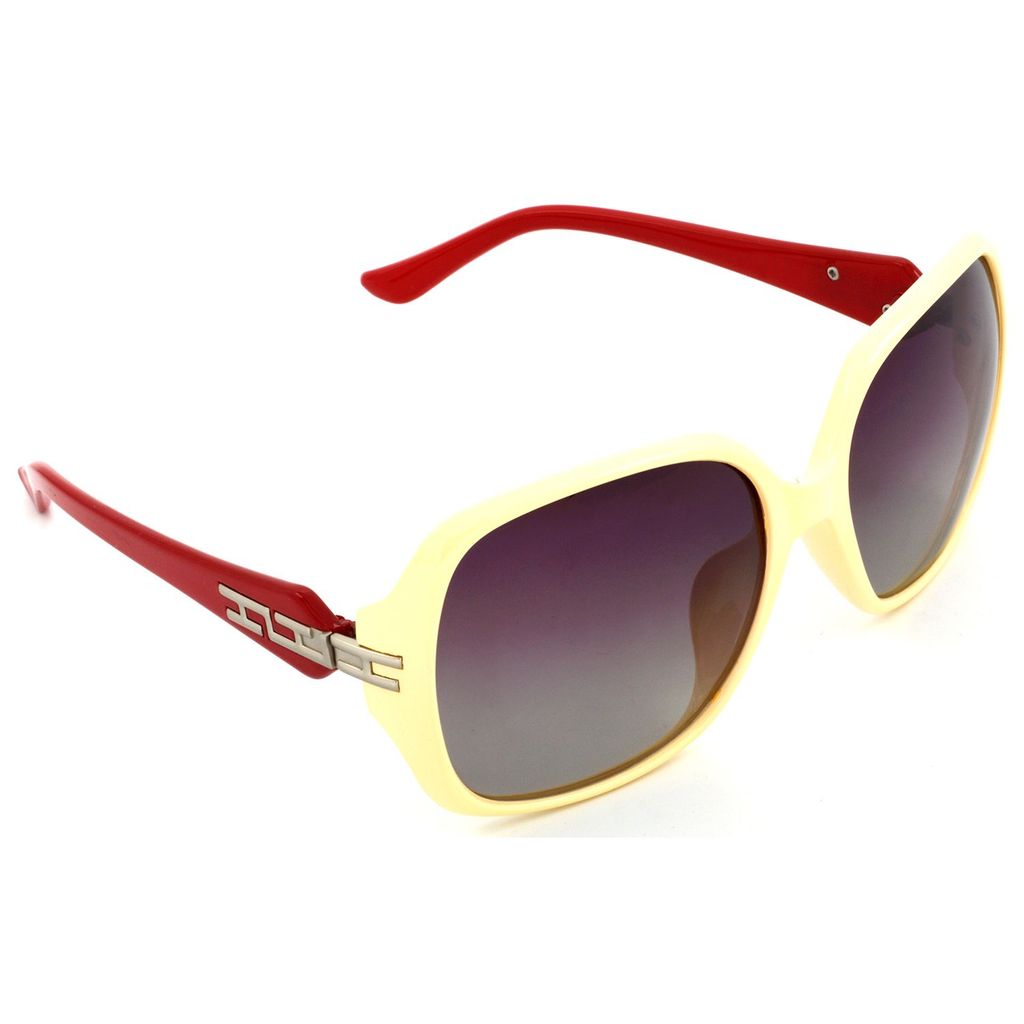 Hrinkar Pink Rectangular Glasses White Frame Best Polarized Goggles for Women - HRS437-CRMRD-GRY - Sunglasses | Buy online on ZillyBuy