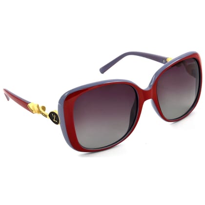Hrinkar Pink Rectangular Glasses Red Frame Best Polarized Goggles for Women - HRS438-RD-GRY