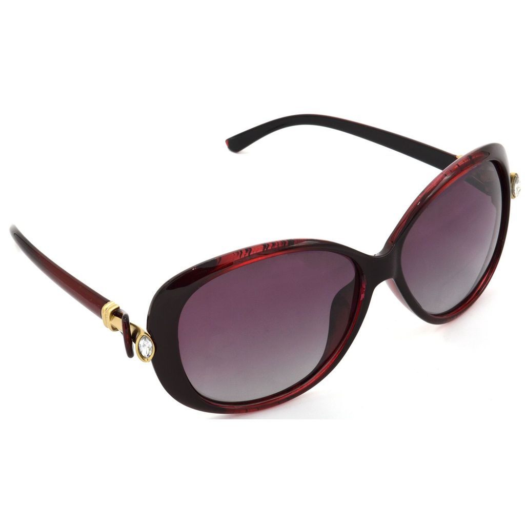 Hrinkar Pink Rectangular Stylish Goggles Red Frame Polarized Sunglasses for Women - HRS440-RD-PNK - Sunglasses | Buy online on ZillyBuy